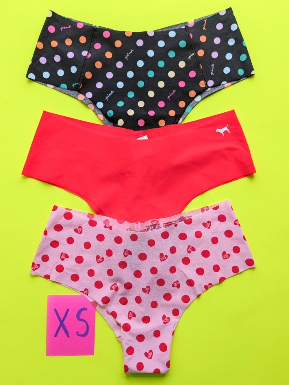 Victoria's Secret PINK Size XS Seamless Cheekster Panty Bundle - 3 pairs